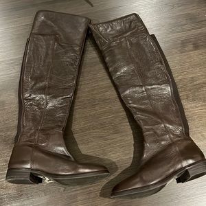 Brown leather tall boots